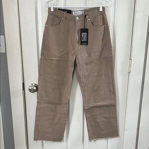 NWT Refuge Denim Tan Wide Leg High Rise Cropped Cargo Jeans Size 7